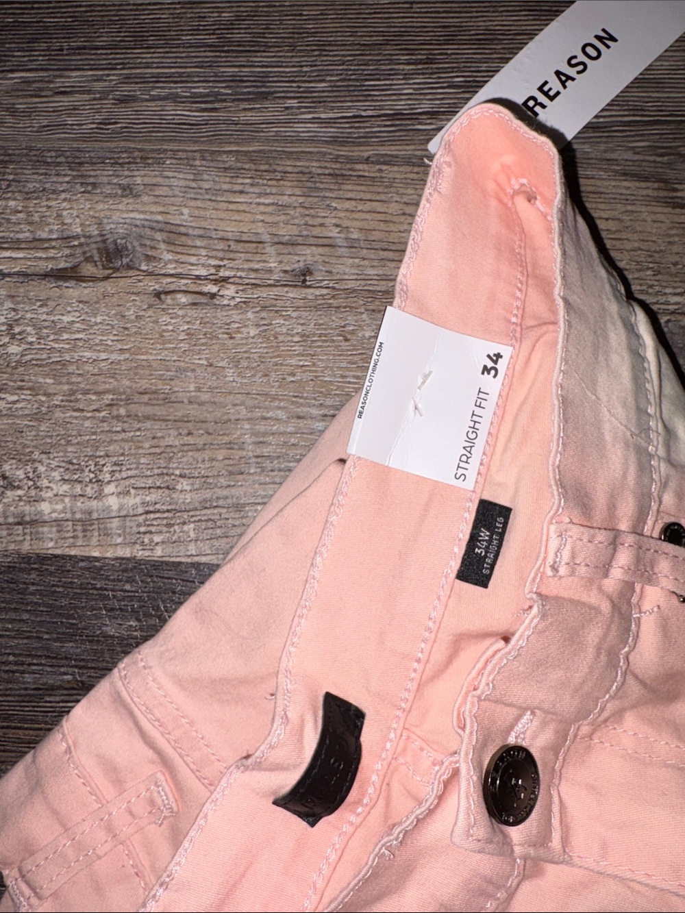 Reason Straight Fit Men’s Jeans in Faded Pink - Picture 4 of 4